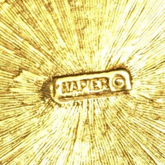 Napier Double Pendant Gold Domed Purple Glass Detailed Rope Edge Retro Classic - Picture 3 of 4